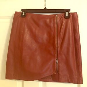 Cranberry wine leather mini skirt